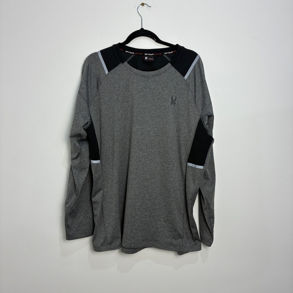 Spyder Active Long Sleeve Shirt Grey Black Heathered Gorpcore Techwear Large